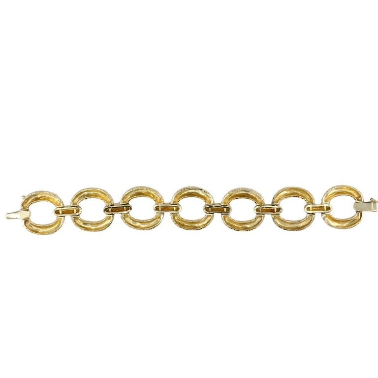 Vintage 14k Textured Gold Link Bracelet Estate Jewelry - 6
