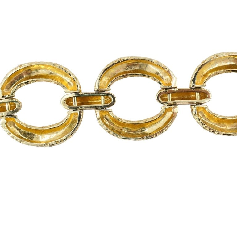 Vintage 14k Textured Gold Link Bracelet Estate Jewelry - 7