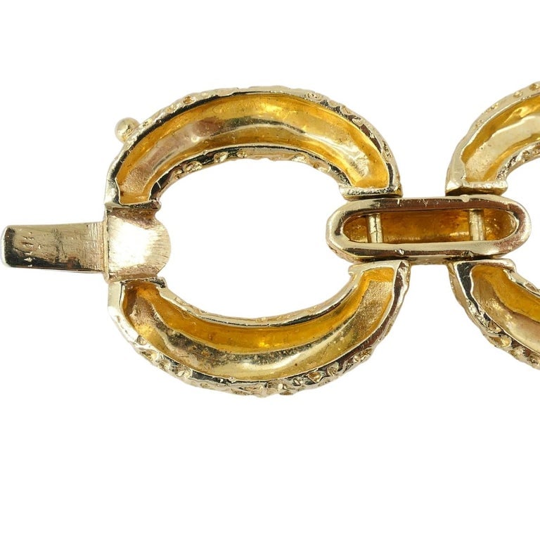 Vintage 14k Textured Gold Link Bracelet Estate Jewelry - 8