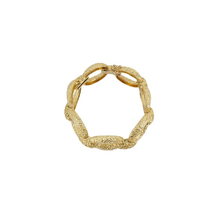 Vintage 14k Textured Gold Link Bracelet Estate Jewelry - 9