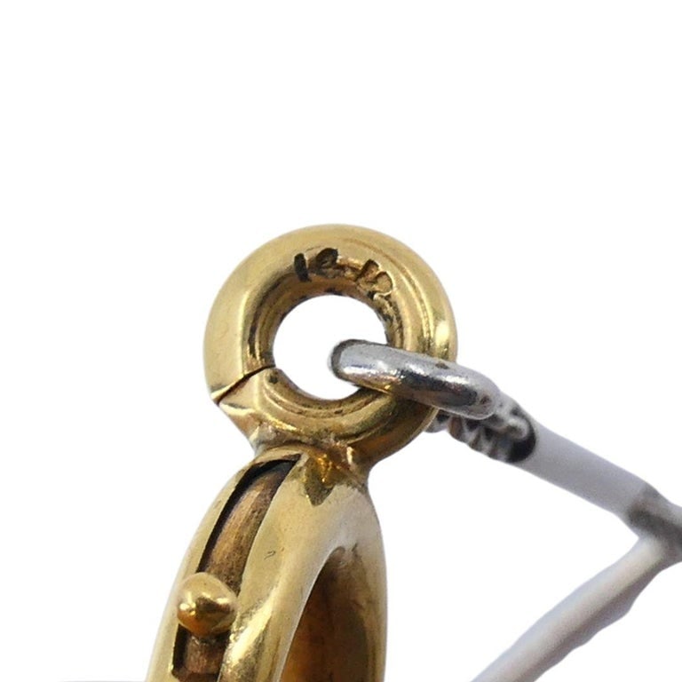 Sagittarius Astrological 14k Gold Platinum Pearl Watch Chain Pendant Necklace - 11