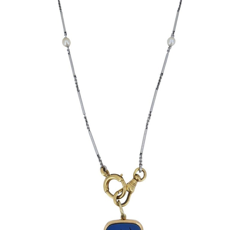 Sagittarius Astrological 14k Gold Platinum Pearl Watch Chain Pendant Necklace - 5