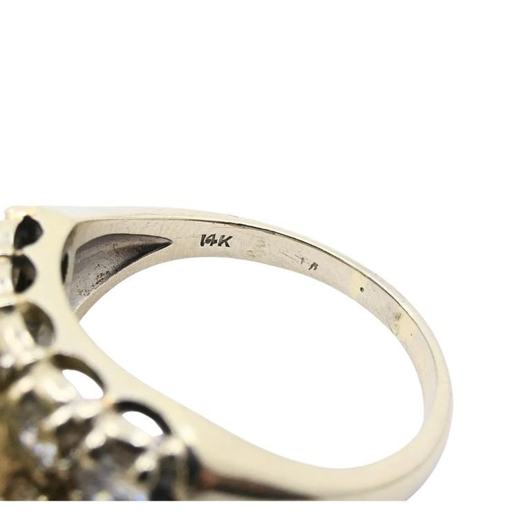 Vintage Pearl Diamond Ring 14k White Gold - 9