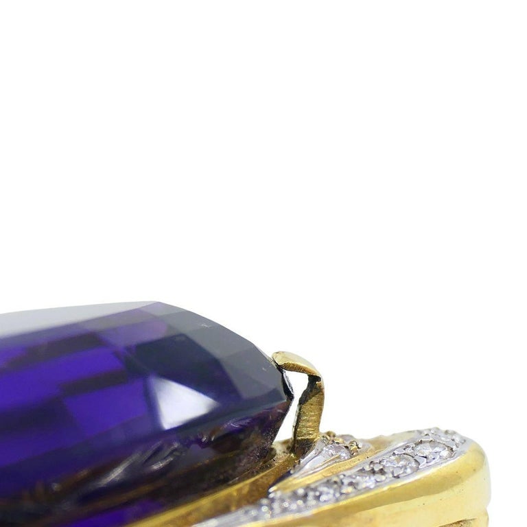 Vintage 18k Two-tone Gold Siberian Amethyst Diamond Pin Brooch - 8