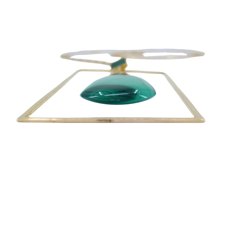 Modernist Gold Malachite Pendant Chain Necklace - 4