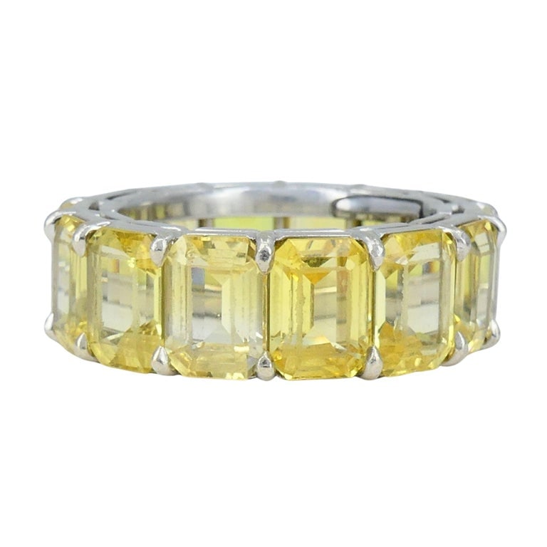Bvlgari Yellow Sapphire Platinum Eternity Band Ring - 6