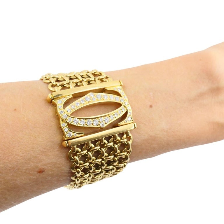 Cartier Penelope Bracelet Double C 18k Gold Diamond Link Bracelet - 11