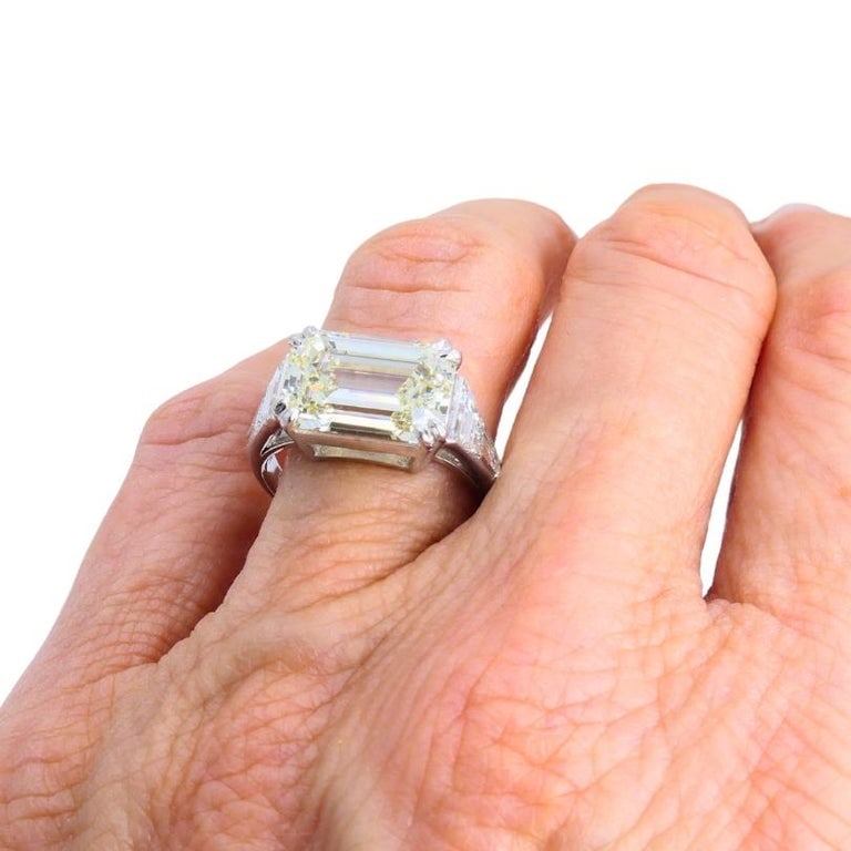 Vintage Platinum Engagement Ring Emerald Cut Diamond 6.28cts Estate Jewelry - 3