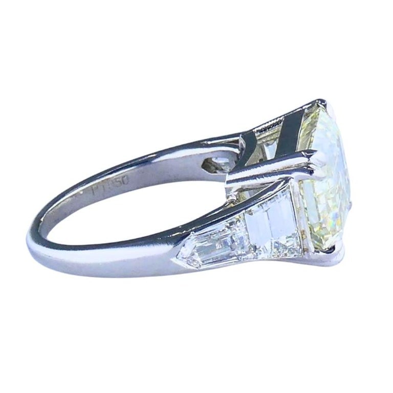Vintage Platinum Engagement Ring Emerald Cut Diamond 6.28cts Estate Jewelry - 7