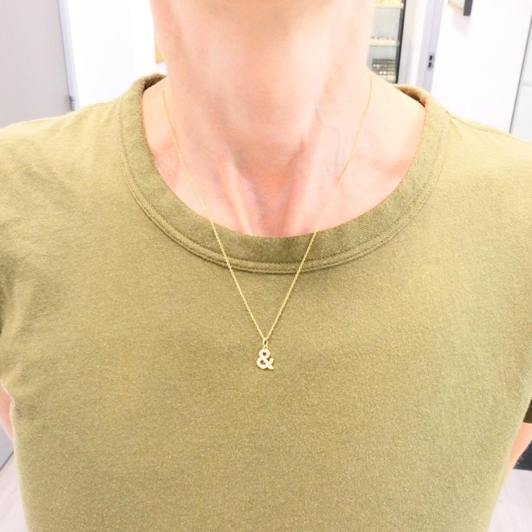 Tiffany & Co. Charm Pendant Necklace 18k Gold Diamond Ampersand Original Box - 10