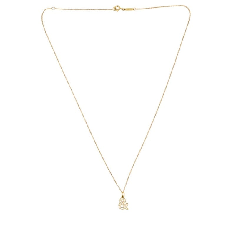 Tiffany & Co. Charm Pendant Necklace 18k Gold Diamond Ampersand Original Box - 11