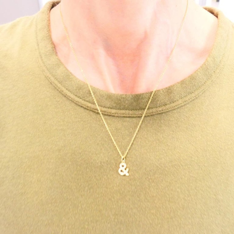 Tiffany & Co. Charm Pendant Necklace 18k Gold Diamond Ampersand Original Box - 2
