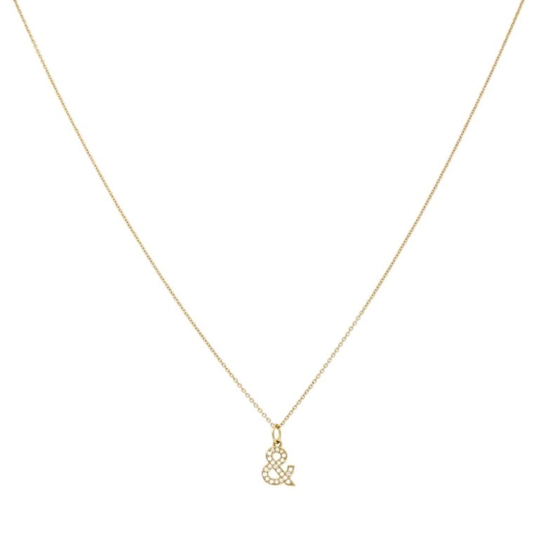 Tiffany & Co. Charm Pendant Necklace 18k Gold Diamond Ampersand Original Box - 5