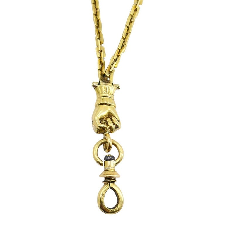 Victorian 18k Gold French Watch Chain Necklace - 3