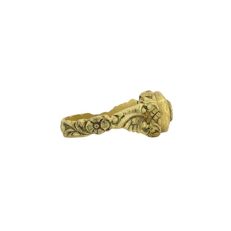 Antique 22k Gold Diamond Handmade Ring - 6