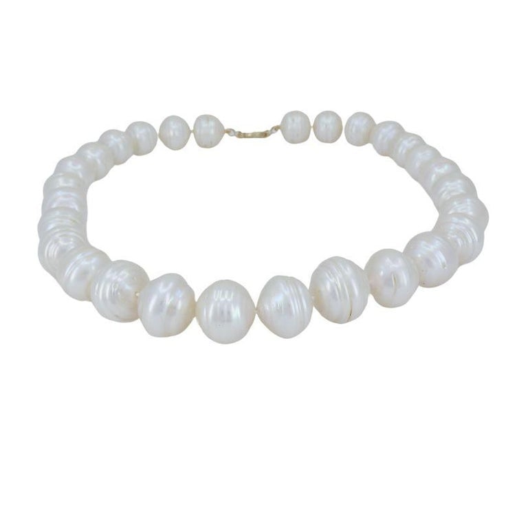 Vintage 14k Gold Baroque Cultured Pearl Necklace - 3