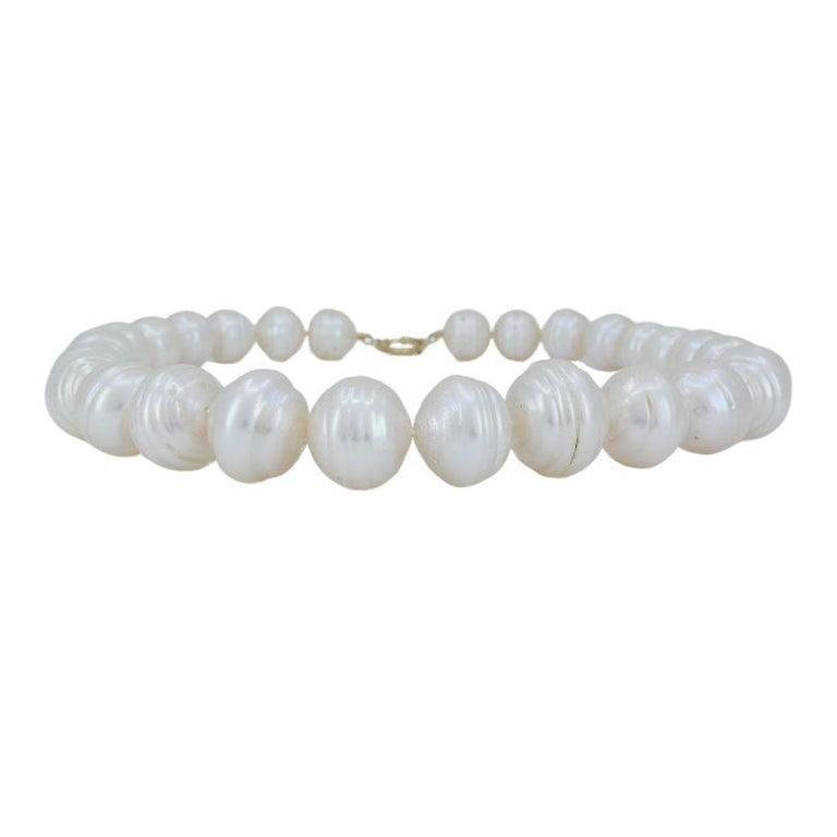 Vintage 14k Gold Baroque Cultured Pearl Necklace - 4