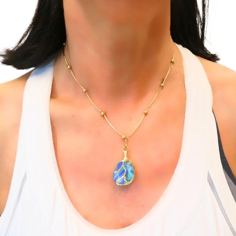 Opal Necklace 14k Gold Collar Necklace with Beads - 2