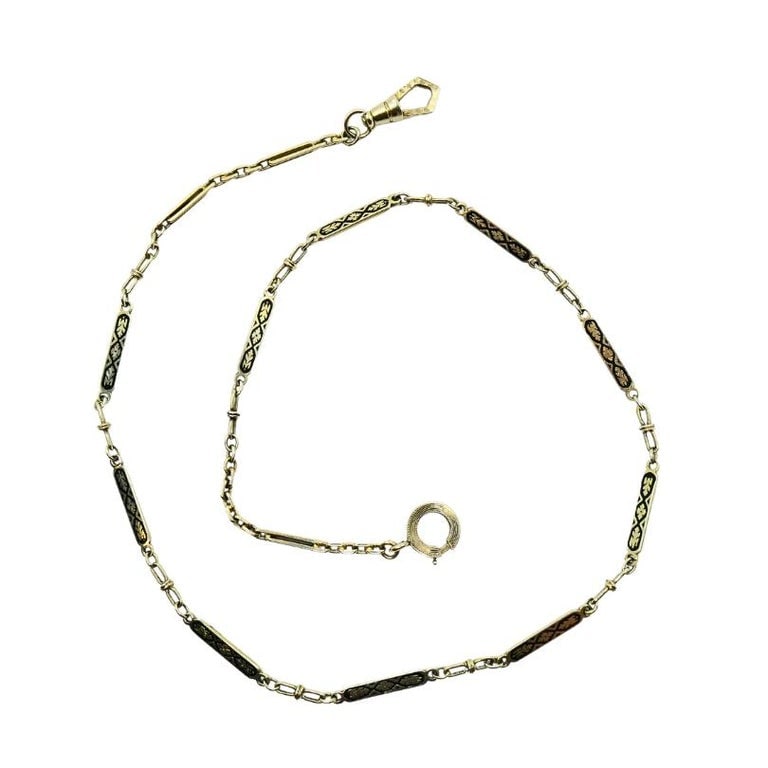 14k White Gold Chain Necklace Black Enamel - 5