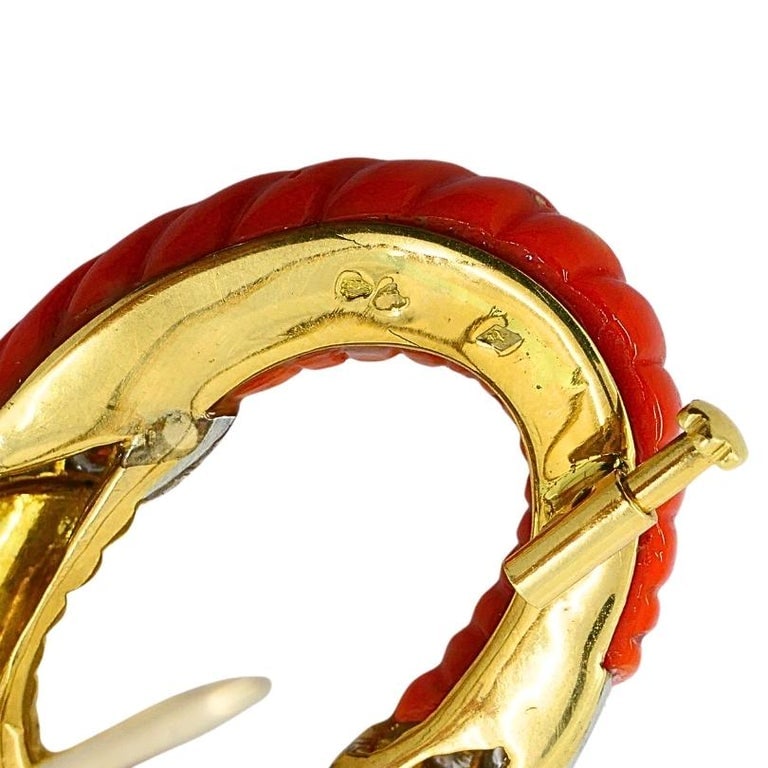 Bvlgari Bulgari 18k Gold Coral Diamond Oval Brooch - 7