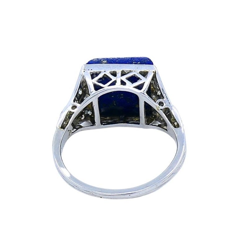 Cartier Art Deco Lapis Lazuli Diamond Platinum Ring - 7