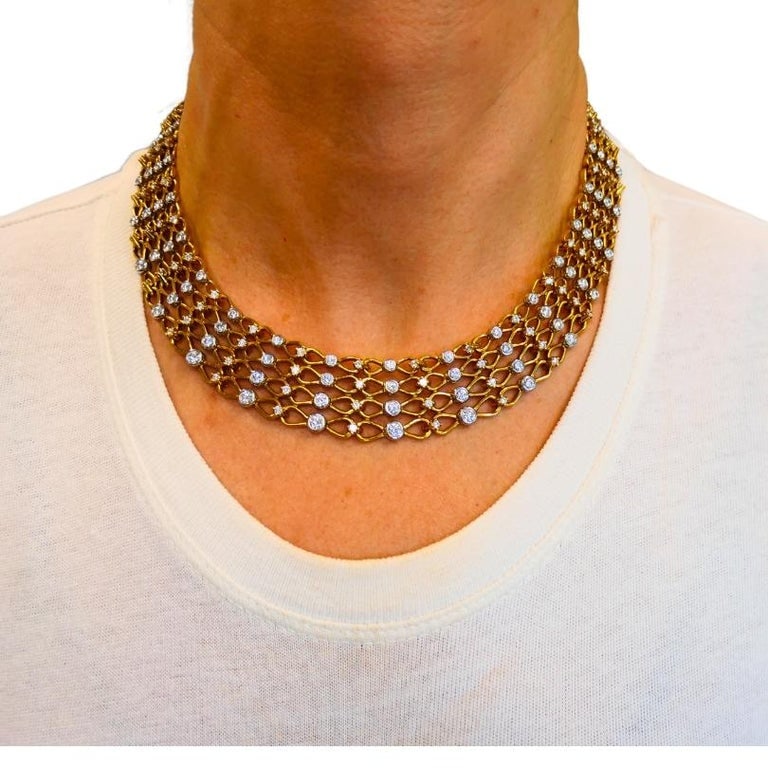 Vintage Tiffany & Co. Collar Necklace Gold Platinum Diamond Estate Jewelry - 2