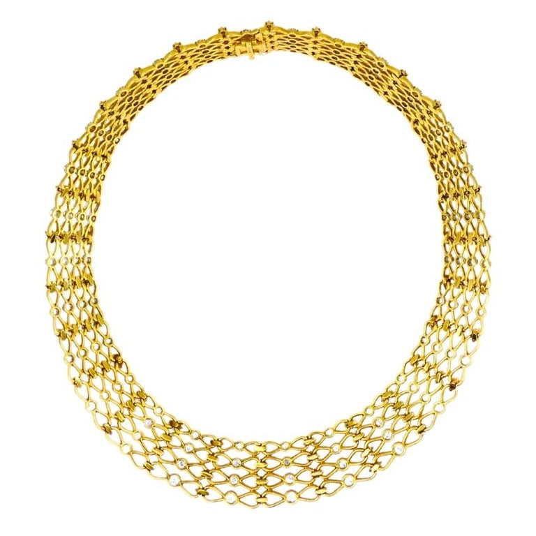 Vintage Tiffany & Co. Collar Necklace Gold Platinum Diamond Estate Jewelry - 7