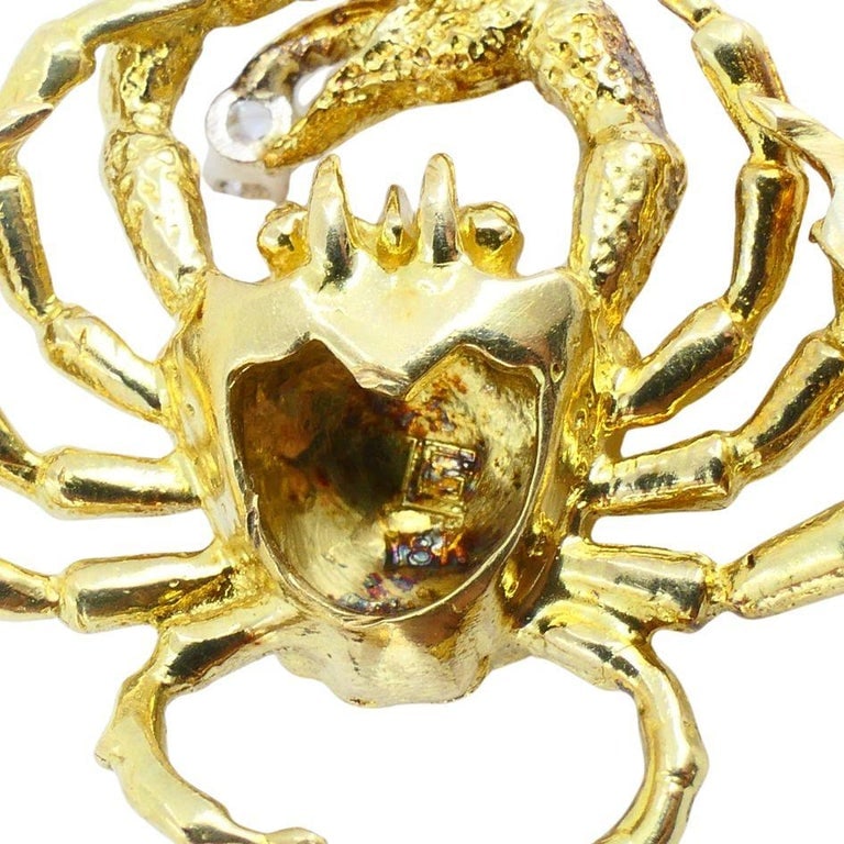 George Lederman 18k Gold Diamond Cancer Crab Pendant Necklace - 10