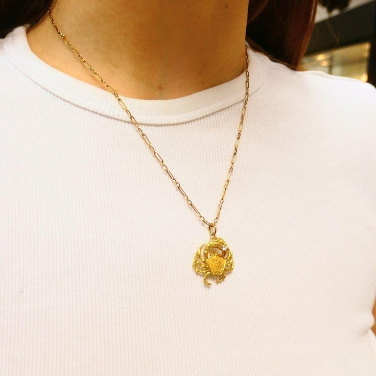 George Lederman 18k Gold Diamond Cancer Crab Pendant Necklace - 2