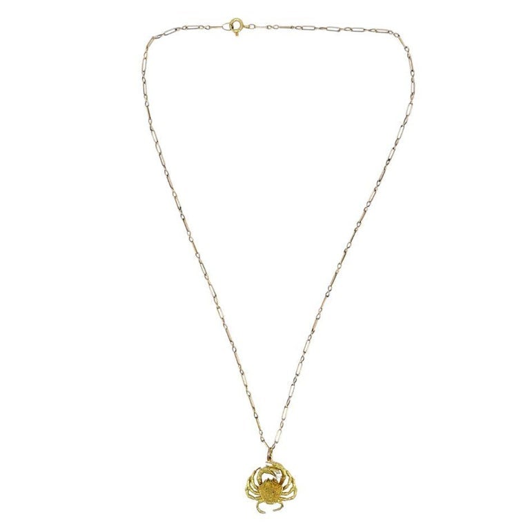 George Lederman 18k Gold Diamond Cancer Crab Pendant Necklace - 3