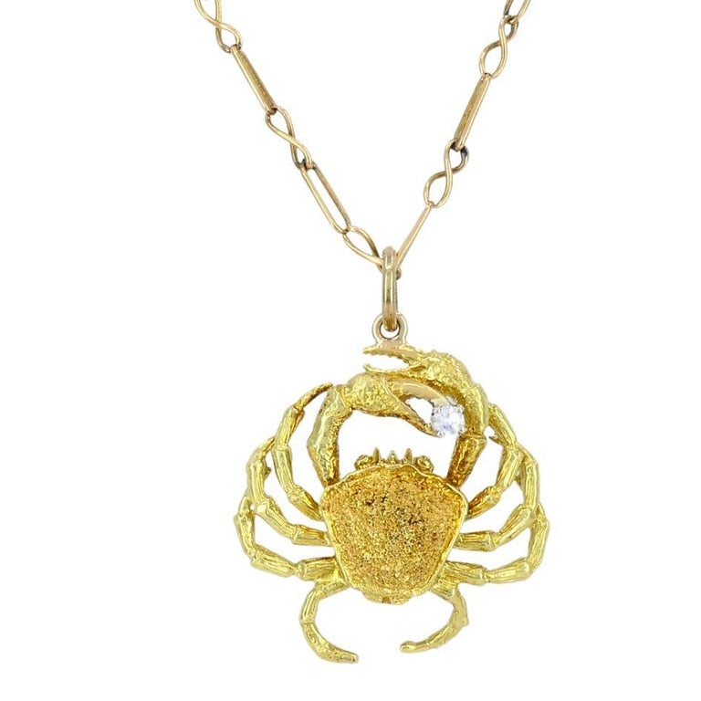 George Lederman 18k Gold Diamond Cancer Crab Pendant Necklace - 4