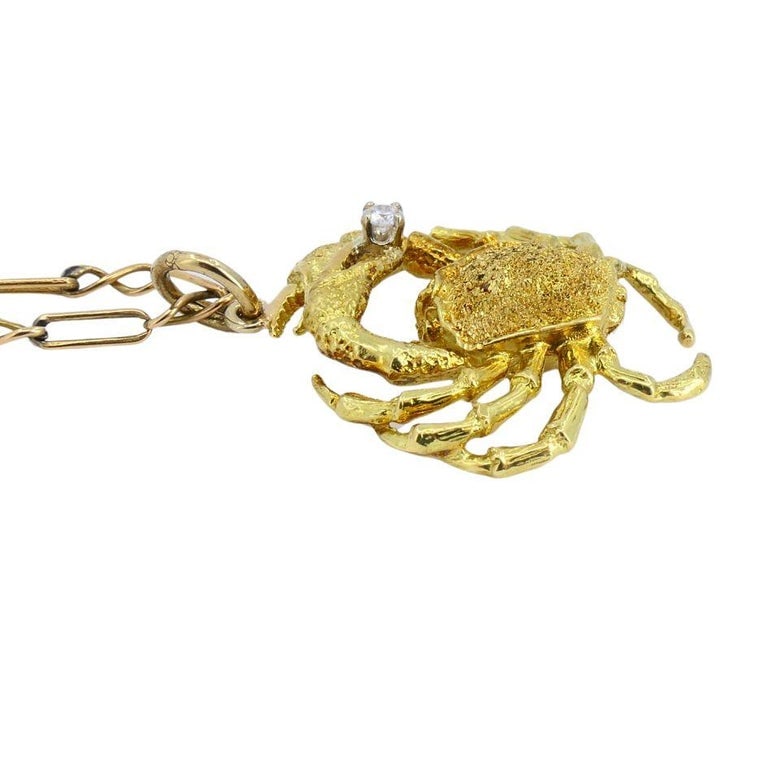 George Lederman 18k Gold Diamond Cancer Crab Pendant Necklace - 7