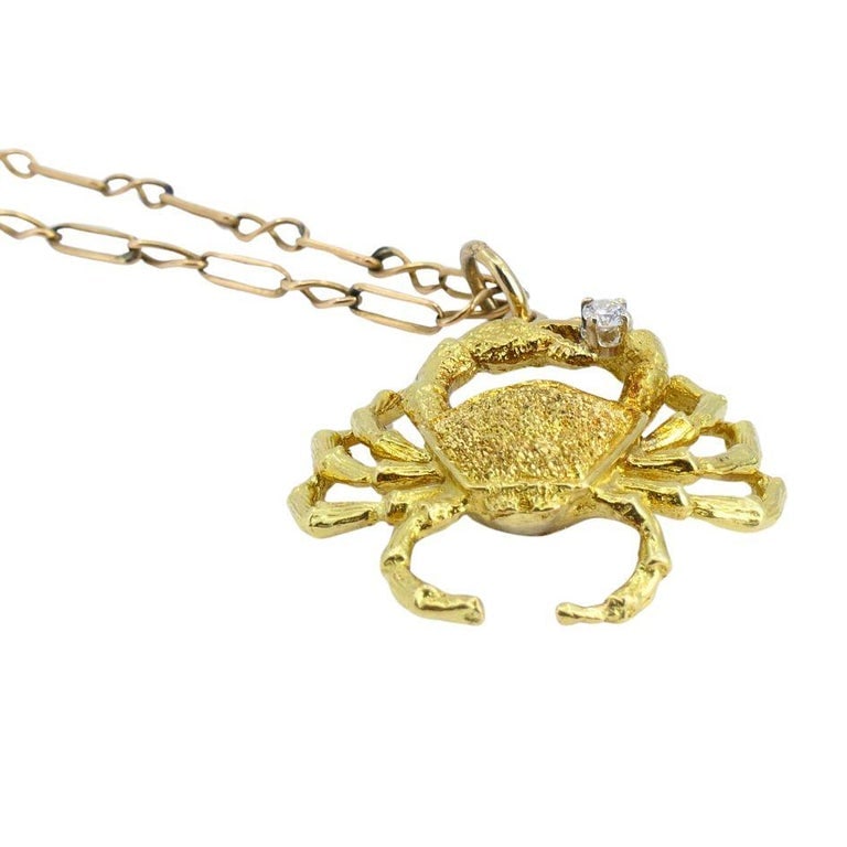 George Lederman 18k Gold Diamond Cancer Crab Pendant Necklace - 8