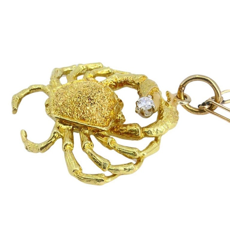 George Lederman 18k Gold Diamond Cancer Crab Pendant Necklace - 9