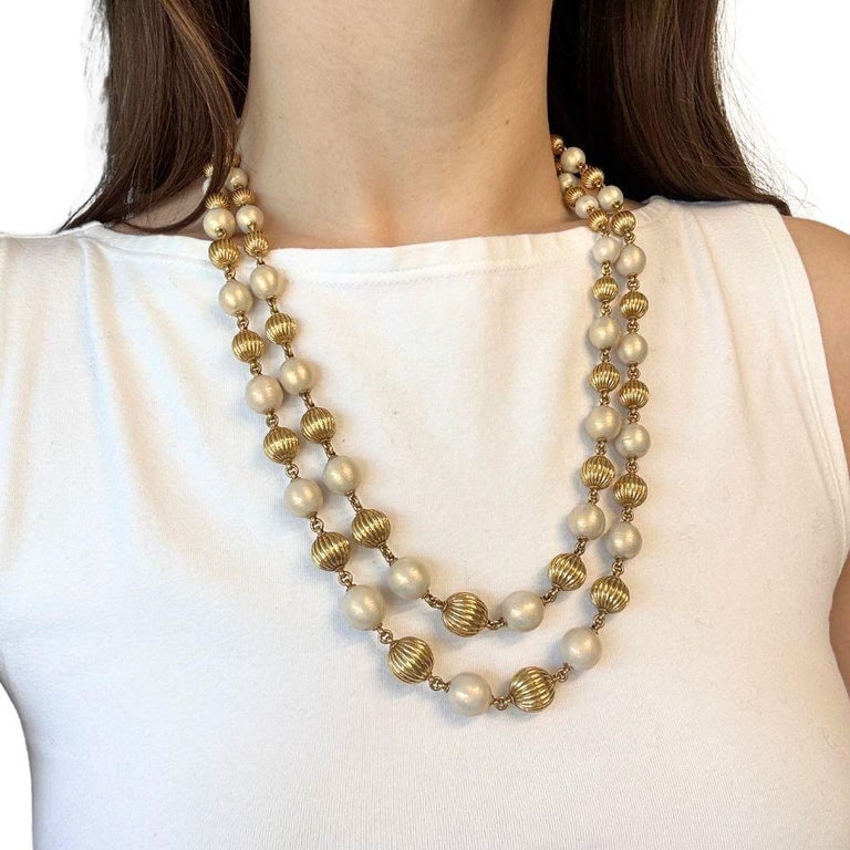 Vintage Tiffany & Co. 18k Gold Enamel Beaded Necklace - 2