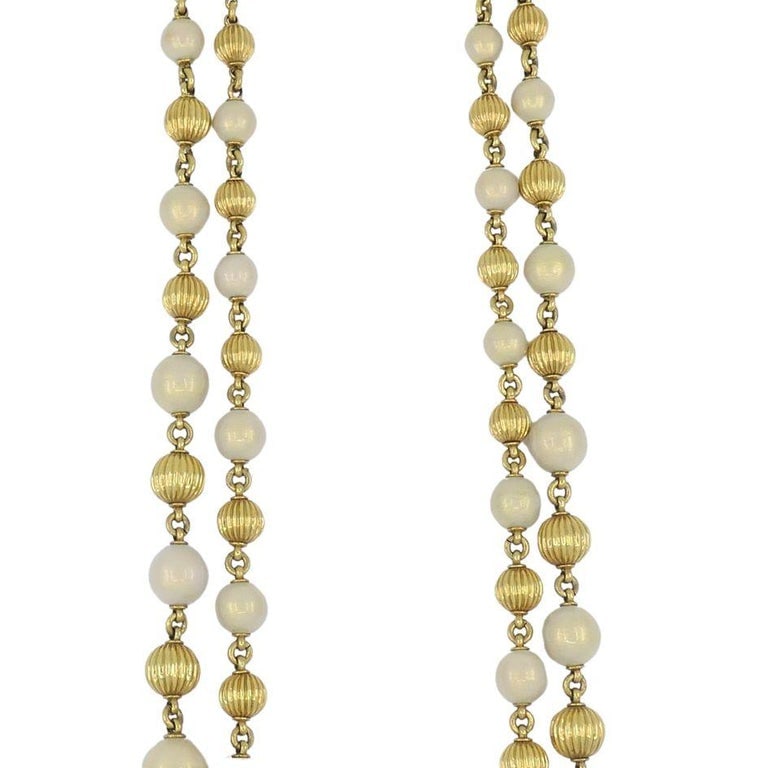 Vintage Tiffany & Co. 18k Gold Enamel Beaded Necklace - 4