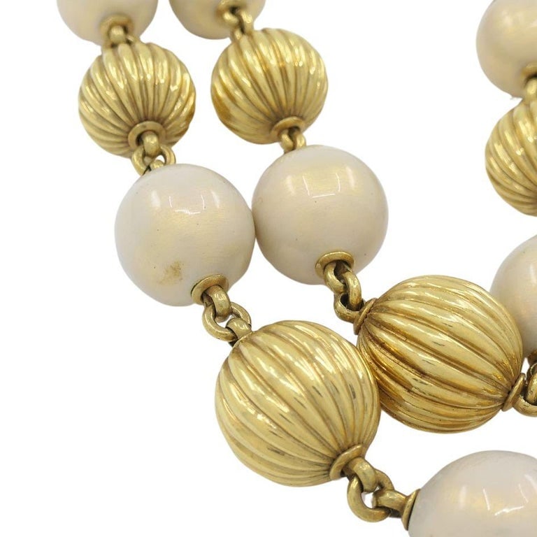 Vintage Tiffany & Co. 18k Gold Enamel Beaded Necklace - 8