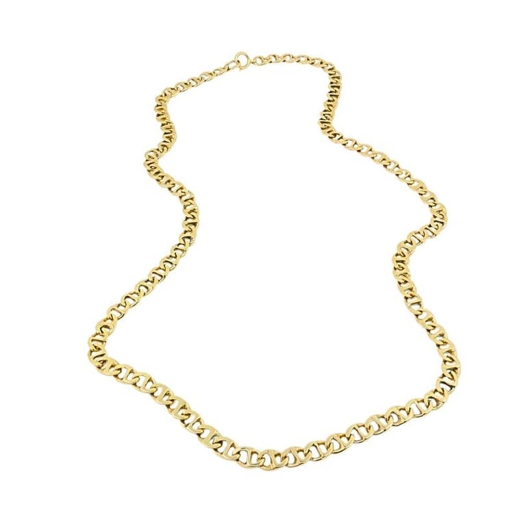 14k Gold Flat Link Chain Necklace Vintage Jewelry - 3