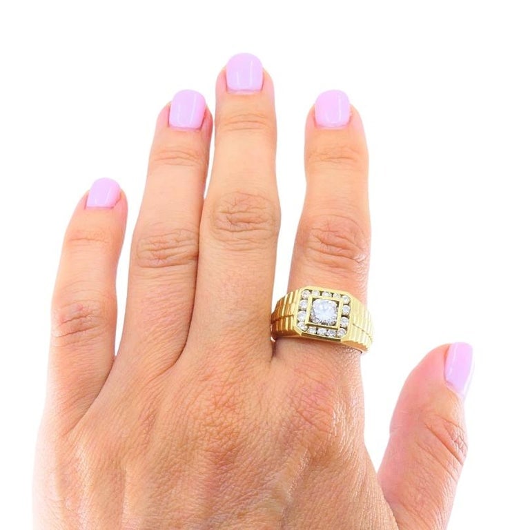 Vintage 14K Gold Diamond Men's Ring - 2