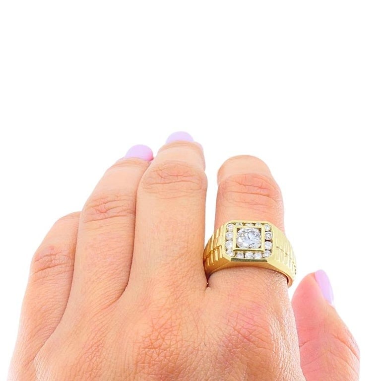 Vintage 14K Gold Diamond Men's Ring - 3