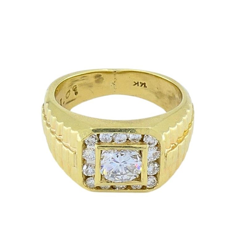 Vintage 14K Gold Diamond Men's Ring - 6