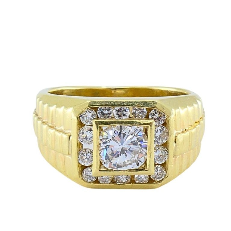 Vintage 14K Gold Diamond Men's Ring - 7