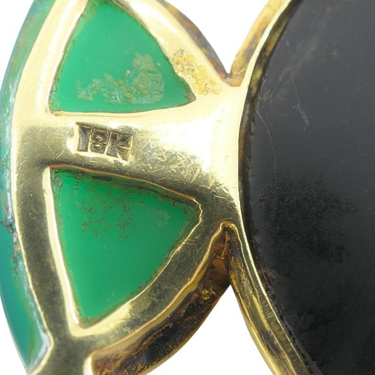 Vintage Tiffany & Co. Brooch Chrysoprase 18k Gold Onyx - 8