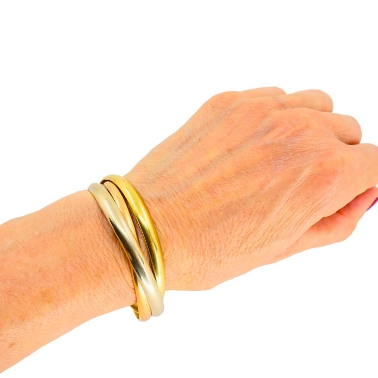 Cartier Trinity Bracelet 18k Yellow White Rose Gold Estate Jewelry - 2
