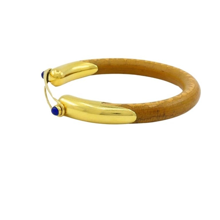 Rare Elsa Peretti for Tiffany & Co. Gold Lapis Lazuli Rattan Bracelet - 2