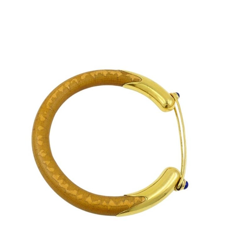 Rare Elsa Peretti for Tiffany & Co. Gold Lapis Lazuli Rattan Bracelet - 5