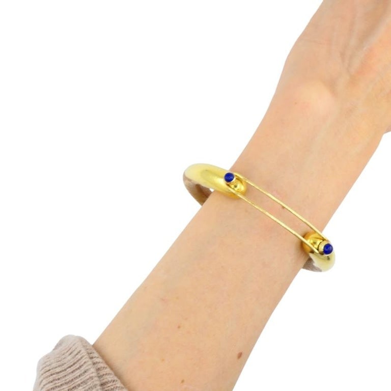Rare Elsa Peretti for Tiffany & Co. Gold Lapis Lazuli Rattan Bracelet - 9