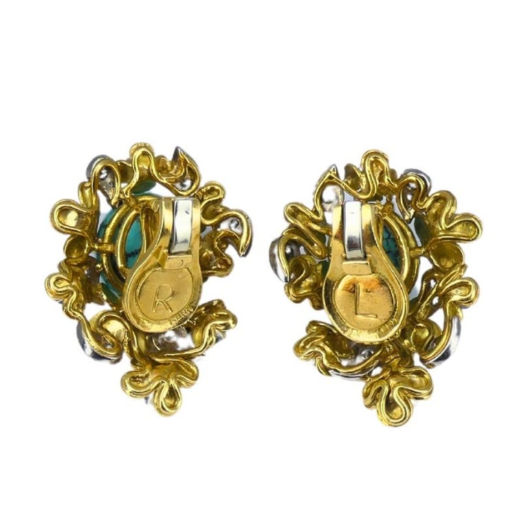 Kern Jewelry Set Gold Turquoise Cabochon Sapphire Diamond - 6