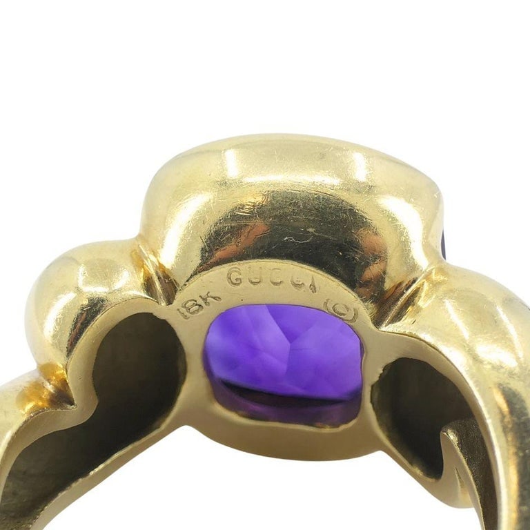 Gucci 18k Gold Amethyst Ring 6.5 - 10