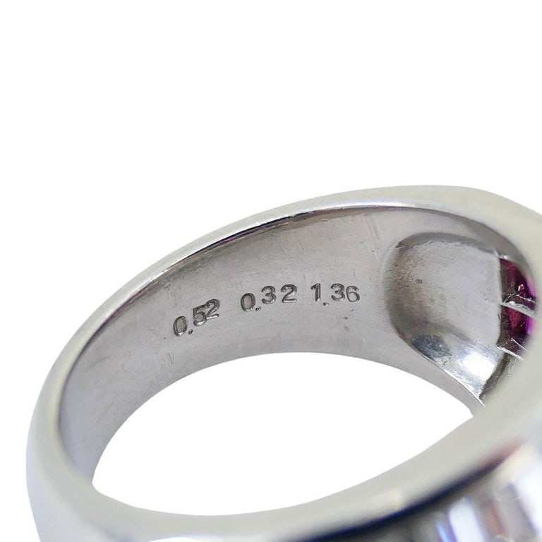 1960s Ruby Diamond Platinum Dome Ring 6.5 - 10